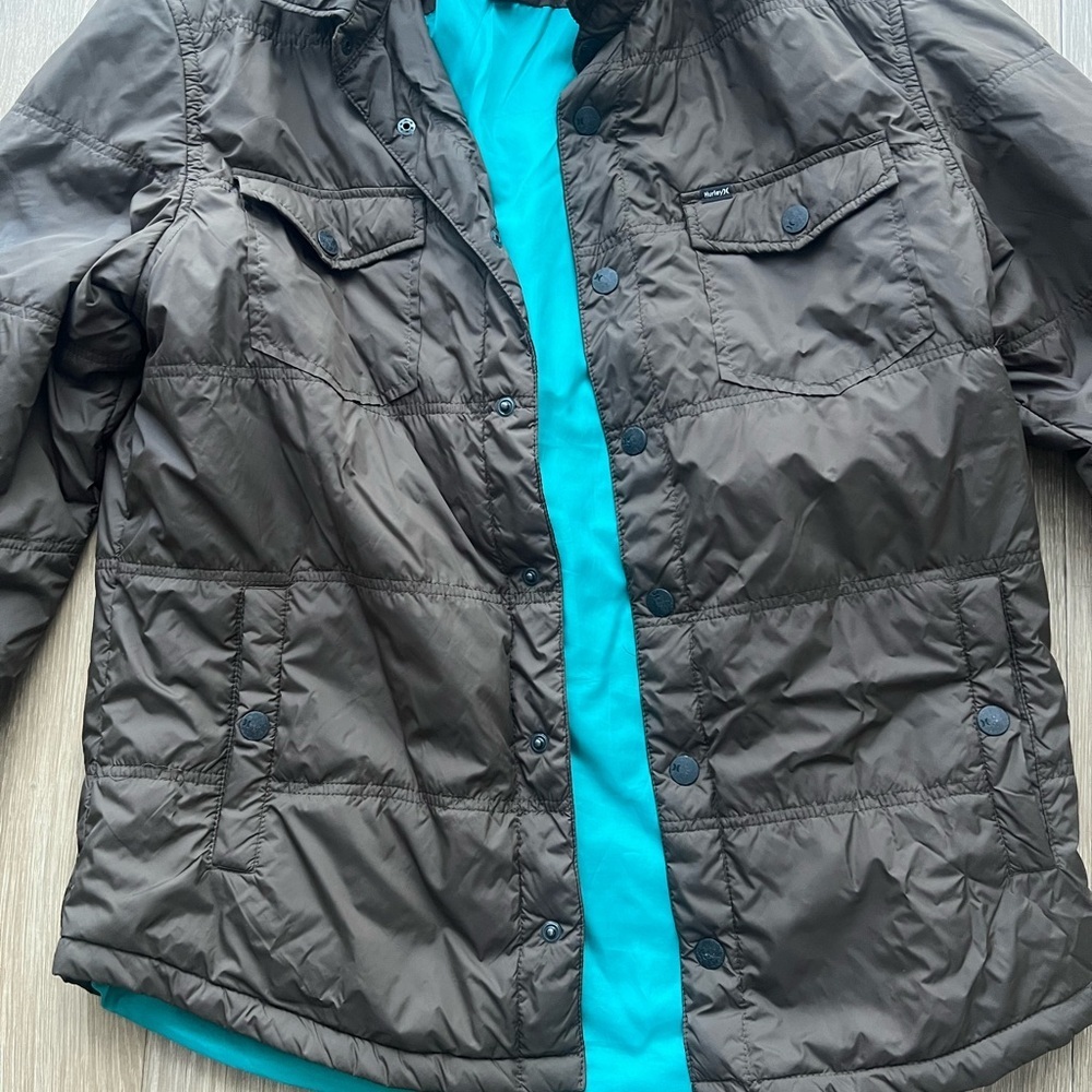 Hurley Lightweight Puffer Jacket Brown Size L Outdoor Travel Packable - Picture 4 of 4
